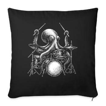 Drummer Octopus Drum Set Musician Percussion - Sofa pillowcase 17,3'' x 17,3'' (45 x 45 cm) - black - Front