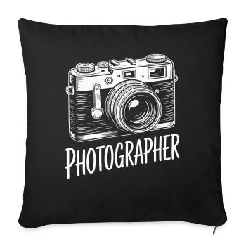 Photographe Appareil photo reflex Photographie - Housse de coussin décorative 45 x 45 cm - noir - Devant