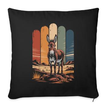 Vintage Donkey Animal - Sofa pillowcase 17,3'' x 17,3'' (45 x 45 cm) - black - Front