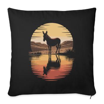 Esel Natur Tier - Sofakissenbezug 45 x 45 cm - Schwarz - Vorne