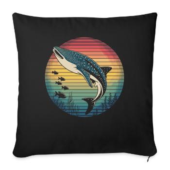 Retro Whale Shark Shark Sea Ocean Sea Animals - Sofa pillowcase 17,3'' x 17,3'' (45 x 45 cm) - black - Front