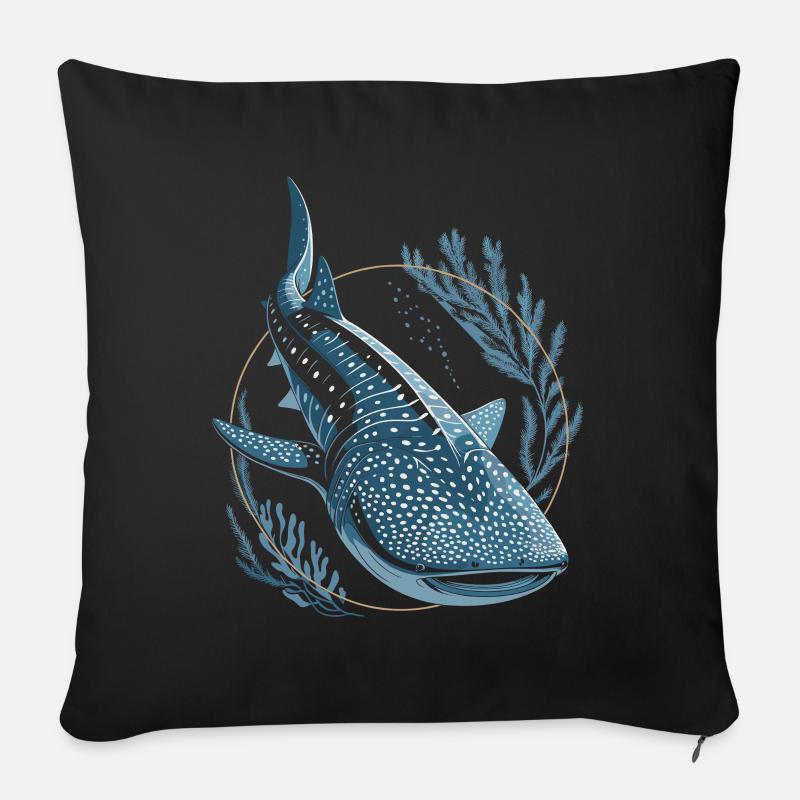 Requin baleine Requin - Housse de coussin décorative 45 x 45 cm - noir