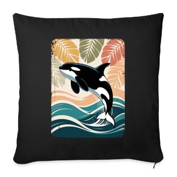 Orca Marine Animal Killer Whale Orca - Sofa pillowcase 17,3'' x 17,3'' (45 x 45 cm) - black - Front
