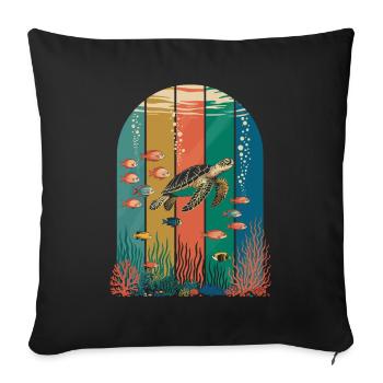 Aquatic Turtle Sea Creatures Turtle - Sofa pillowcase 17,3'' x 17,3'' (45 x 45 cm) - black - Front
