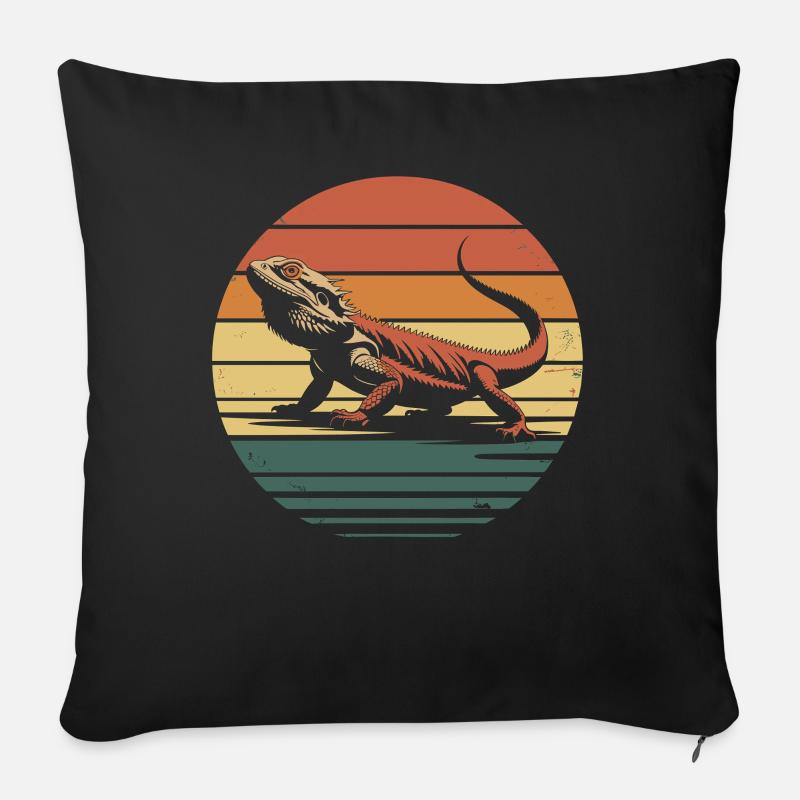 Vintage Bartagame Reptil - Sofakissenbezug 45 x 45 cm - Schwarz