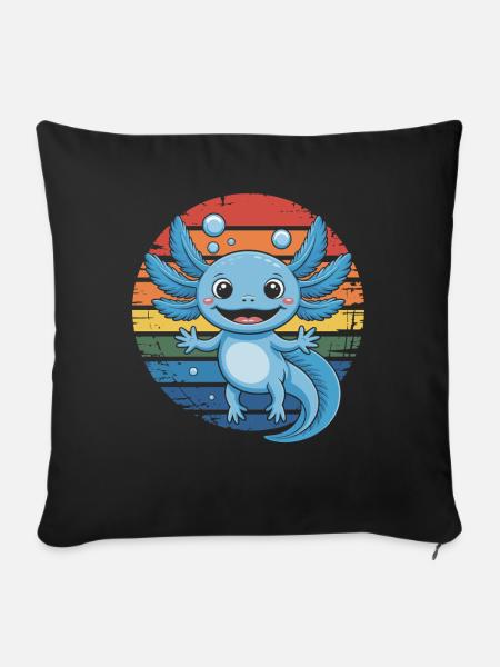 Axolotl Amphibie - Sofakissenbezug 45 x 45 cm - Schwarz