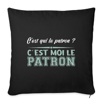 Patron C est Moi Le Patron Papa Idée Cadeau Papy - Housse de coussin décorative 45 x 45 cm - noir - Devant