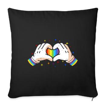 CSD LGBT Hands Shape Rainbow Heart Pride - Sofa pillowcase 17,3'' x 17,3'' (45 x 45 cm) - black - Front