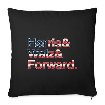 Kamala Harris & Tim Walz 2024 US Flag Shirt - Sofa pillowcase 17,3'' x 17,3'' (45 x 45 cm) - black - Front