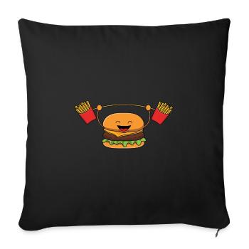 Frites haltérophiles Burger - Housse de coussin décorative 45 x 45 cm - noir - Devant