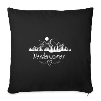 Wanderwoman die wandernde Superheldin Berge - Sofakissenbezug 45 x 45 cm - Schwarz - Vorne