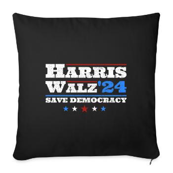 Kamala Harris & Tim Walz 2024 Support Vintage - Sofa pillowcase 17,3'' x 17,3'' (45 x 45 cm) - black - Front
