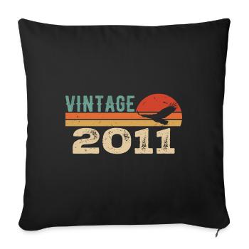 Jahrgang 2011 Retro 2011 Geburtstagsgeschenk - Sofakissenbezug 45 x 45 cm - Schwarz - Vorne