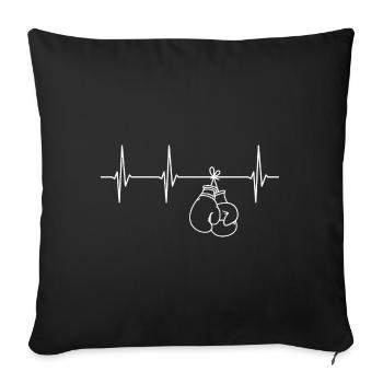 Boxe Heartbeat Gants de boxe Arts martiaux Boxer - Housse de coussin décorative 45 x 45 cm - noir - Devant