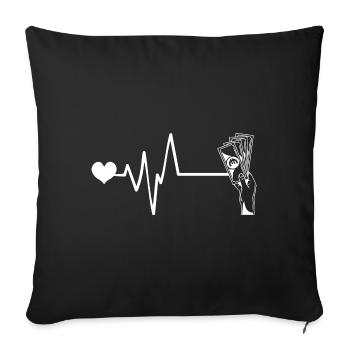 Cœur de pulsation d’argent - Housse de coussin décorative 45 x 45 cm - noir - Devant