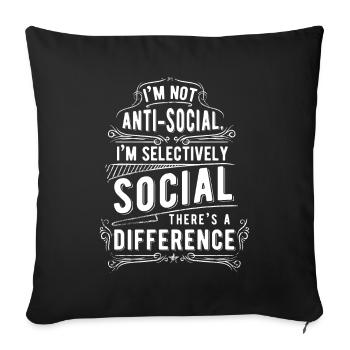 antisocial - Sofa pillowcase 17,3'' x 17,3'' (45 x 45 cm) - black - Front