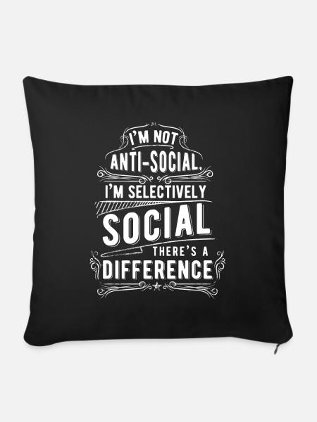antisozial Statement Motto Sozial genervt - Sofakissenbezug 45 x 45 cm - Schwarz