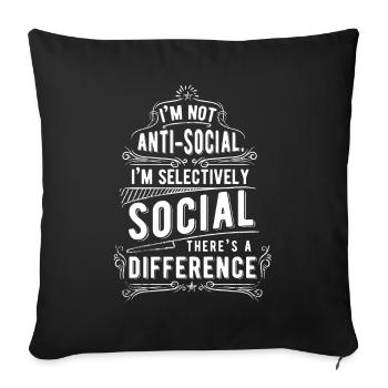 Unsocial Antisozial Menschen Statement - Sofakissenbezug 45 x 45 cm - Schwarz - Vorne
