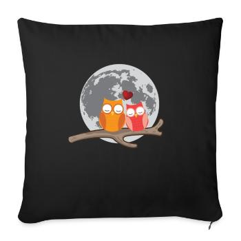 Animal Love - Couple de chouettes - Housse de coussin décorative 45 x 45 cm - noir - Devant