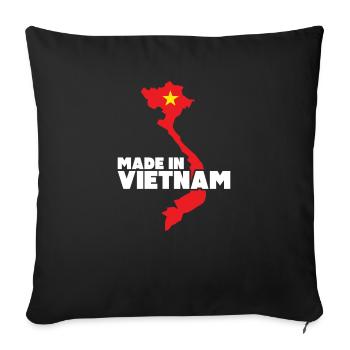 Vietnam Made in Tshirt Né mon drapeau de football de pays - Housse de coussin décorative 45 x 45 cm - noir - Devant