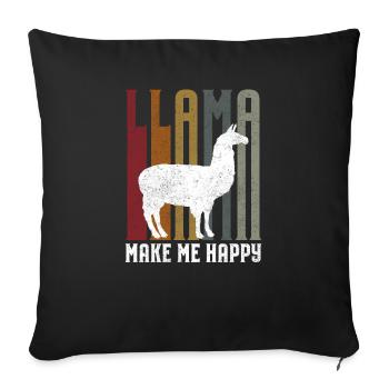 Llama Unicorn Happy Llama dyre trends siger gave - Sofa pillowcase 17,3'' x 17,3'' (45 x 45 cm) - black - Front