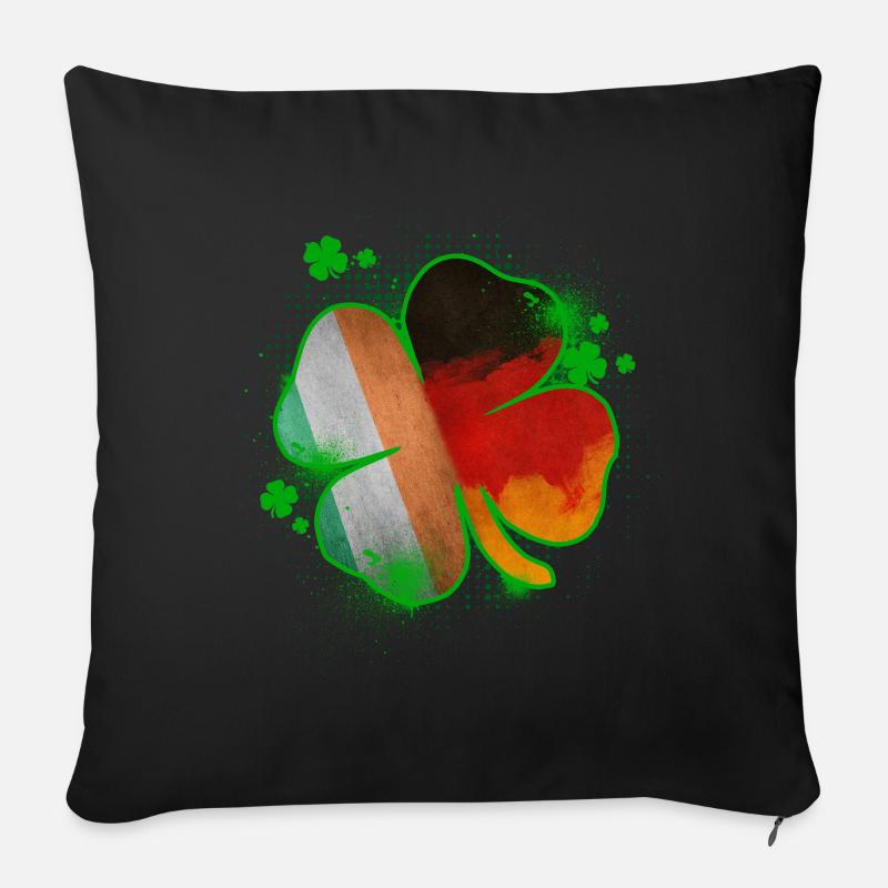 Kleeblatt Irland Deutschland St. Patricks Day - Sofakissenbezug 45 x 45 cm - Schwarz