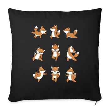 Yoga renard méditation Yogi Namaste cadeau - Housse de coussin décorative 45 x 45 cm - noir - Devant