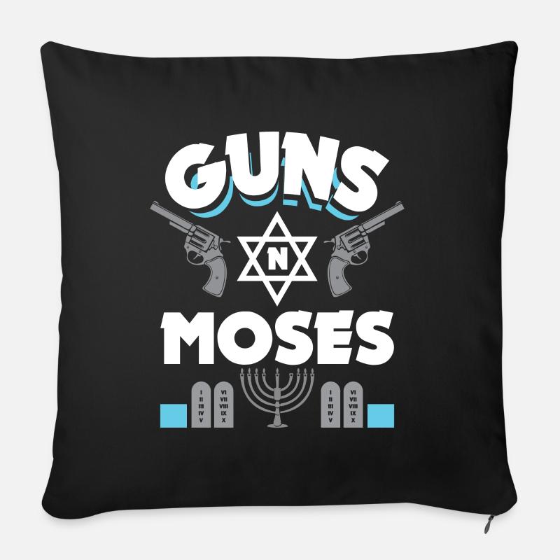Guns N Moses - Drôle de dicton juif - Housse de coussin décorative 45 x 45 cm - noir