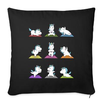 Cadeau de méditation yoga licorne Yogi Namaste - Housse de coussin décorative 45 x 45 cm - noir - Devant