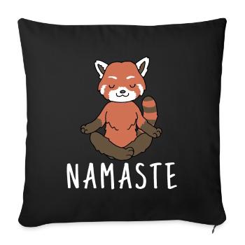 Yogi Namaste cadeau méditation yoga panda rouge - Housse de coussin décorative 45 x 45 cm - noir - Devant
