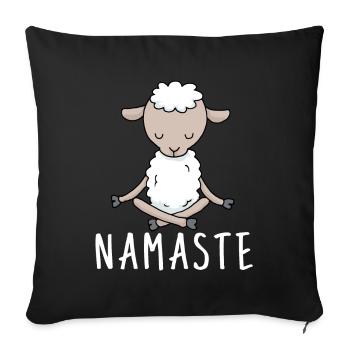 Cadeau de méditation de yoga mouton Yogi Namaste - Housse de coussin décorative 45 x 45 cm - noir - Devant