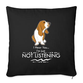 Basset Hound - Des proverbes drôles de chiens - Housse de coussin décorative 45 x 45 cm - noir - Devant