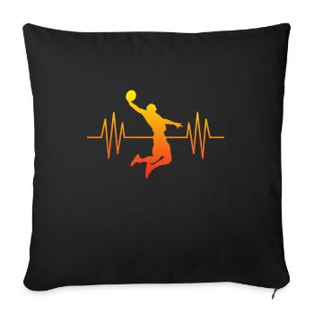 Basket-ball battement de coeur - Housse de coussin décorative 45 x 45 cm - noir - Devant