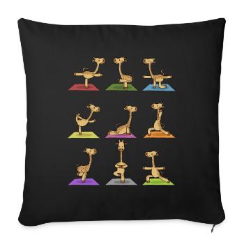 Yoga giraffe meditation yogi namaste gift - Sofa pillowcase 17,3'' x 17,3'' (45 x 45 cm) - black - Front