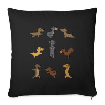 Yoga Dachshund Meditation Yogi Namaste Gift - Sofa pillowcase 17,3'' x 17,3'' (45 x 45 cm) - black - Front