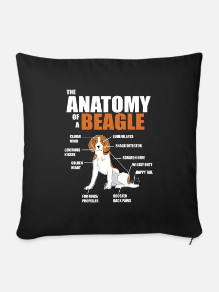 Die Anatomie eines Beagles - lustige Hundebilder - Sofakissenbezug 45 x 45 cm - Schwarz