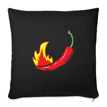 Flammend heißer würziger Pfeffer - chili sauce - Sofakissenbezug 45 x 45 cm - Schwarz - Vorne