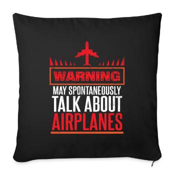 Funny Pilot and Aircraft Giftss - Housse de coussin décorative 45 x 45 cm - noir - Devant