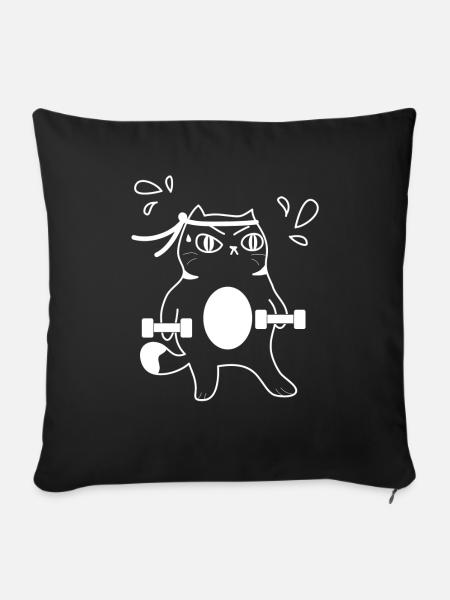 Katzen Workout - Sofakissenbezug 45 x 45 cm - Schwarz