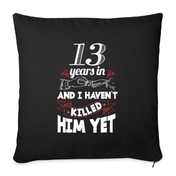 13 Years Wedding Anniversary Gift Idea for Women - Sofa pillowcase 17,3'' x 17,3'' (45 x 45 cm) - black - Front