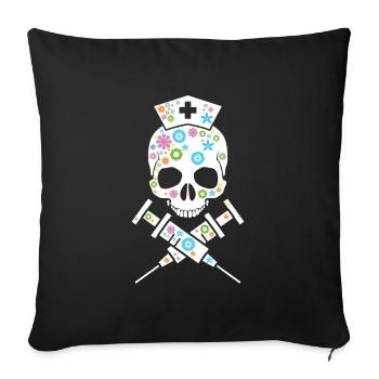 Nurse gift idea - medicine skull. - Sofa pillowcase 17,3'' x 17,3'' (45 x 45 cm) - black - Front