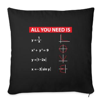 Math Algebra Mathematics Teacher Gift Idea - Sofa pillowcase 17,3'' x 17,3'' (45 x 45 cm) - black - Front