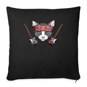 Rock Cat Rock and Roll Music Festival Gift - Sofa pillowcase 17,3'' x 17,3'' (45 x 45 cm) - black - Front