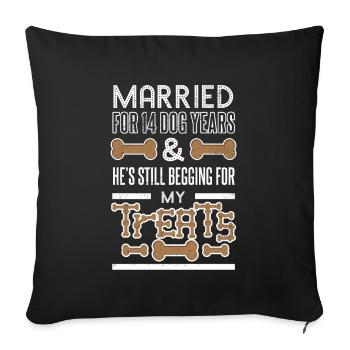 Wedding 14 dog years 2nd wedding annage - Sofa pillowcase 17,3'' x 17,3'' (45 x 45 cm) - black - Front