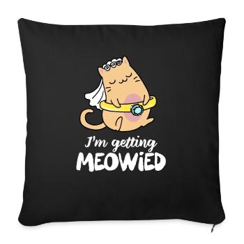 Chat avec bague de mariage - cadeau de mariage rigolo - Housse de coussin décorative 45 x 45 cm - noir - Devant