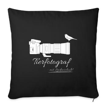 Tierfotograf mit Leidenschaft - Kamera mit Vogel - Sofakissenbezug 45 x 45 cm - Schwarz - Vorne