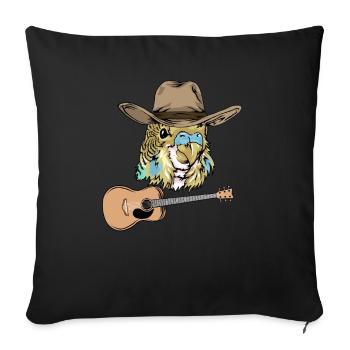 Perruche de pays avec cadeau de musique guitare - Housse de coussin décorative 45 x 45 cm - noir - Devant
