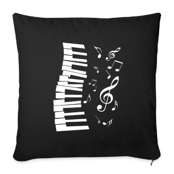 Piano Musician Wings Partition Piano Partition - Housse de coussin décorative 45 x 45 cm - noir - Devant