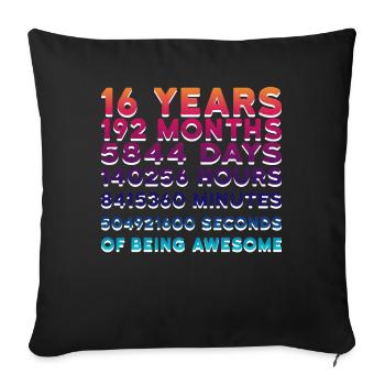 16 ans - Housse de coussin décorative 45 x 45 cm - noir - Devant