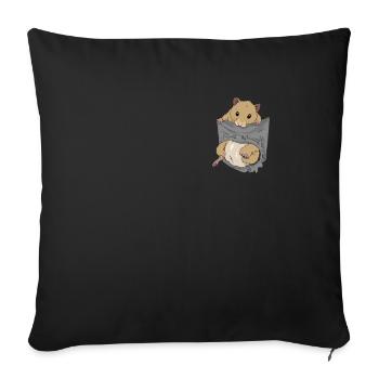 Hamster in breast pocket - Sofa pillowcase 17,3'' x 17,3'' (45 x 45 cm) - black - Front